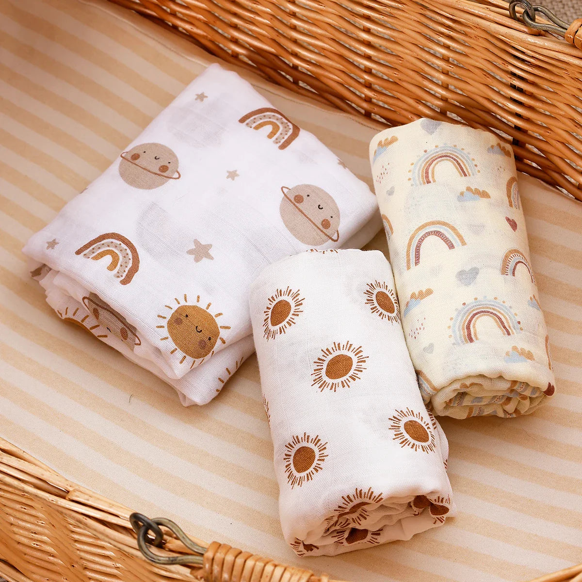 סט 3 שמיכות כותנה