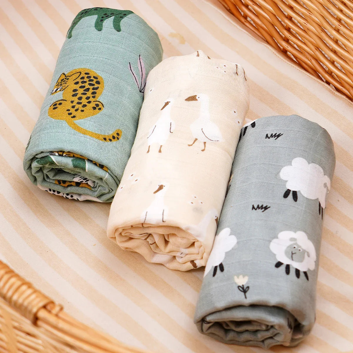 סט 3 שמיכות כותנה