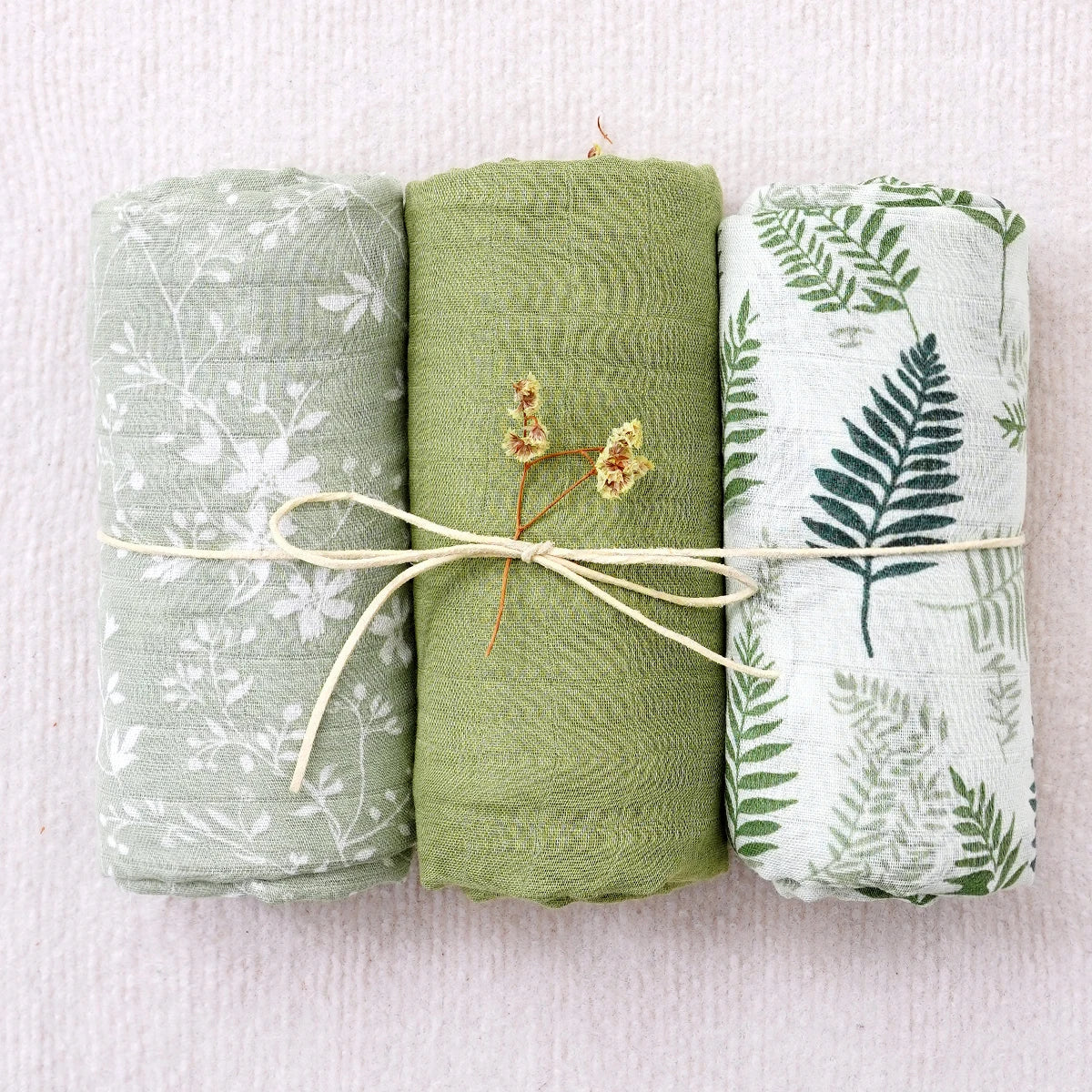 סט 3 שמיכות בד במבוק משולב